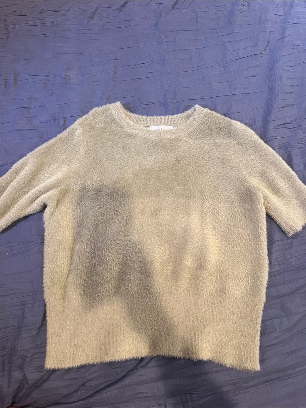 Cozy Short-Sleeve Fuzzy Sweater - Green